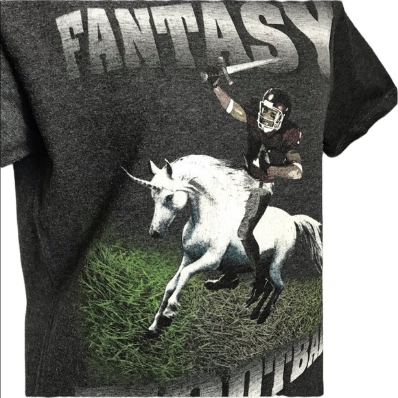 Pride and Strength Tops - 🦄Fantasy Football Gray Shirt Unicorn Graphic Top